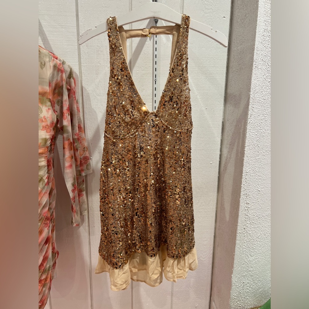 Free People Gold Sequin Dress, NWOT 

worn once, in perfect condition!